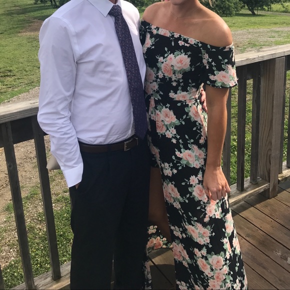 B. DARLIN | Floral Off Shoulder Maxi Romper - Picture 1 of 7